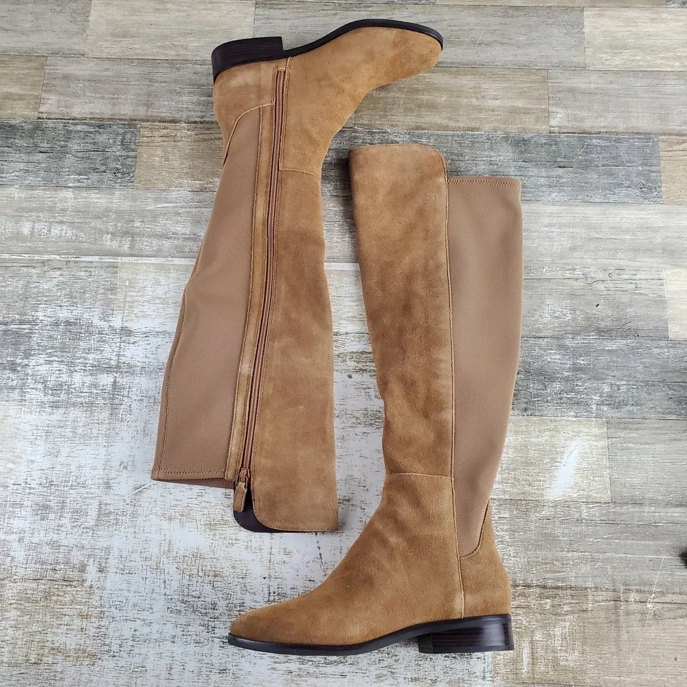 Cole Haan Isabelle Womens Over-The-Knee Boots Sz 8.5 Brown Suede Side Zipper